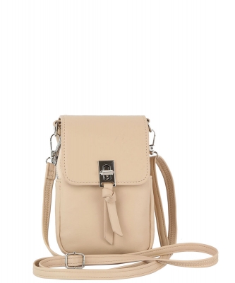 Twist Lock Flap Crossbody Cell Phone Purse GL-0150-M TAUPE